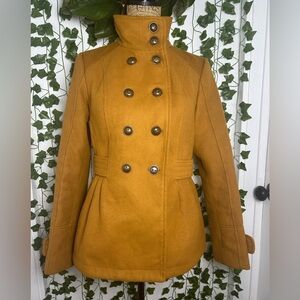 Pink Envelope Brown Peacoat High Collar Wool-Blend